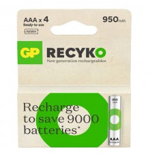 Акумулятори GP Recyko Eco AAA/HR03 NI-MH 950mAh Box 4 шт