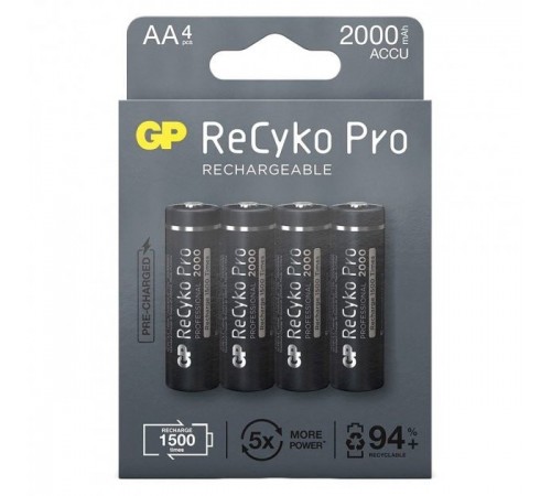 Акумулятори GP Recyko Pro 2000 (GP210AAHCB-2EB4) AA/HR06 NI-MH 2000 mAh BL 4 шт