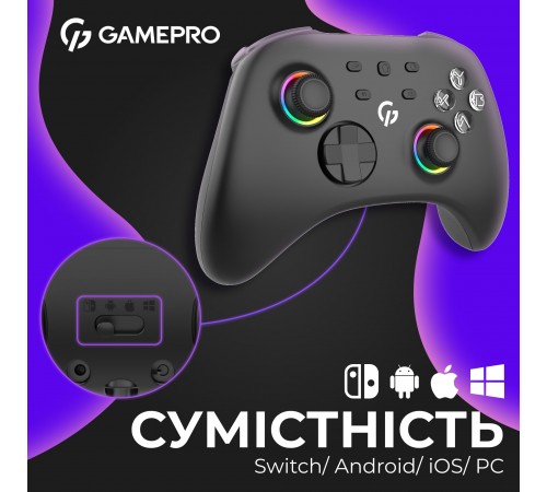 Геймпад GamePro із зарядною станцією GPX13BDOC Black