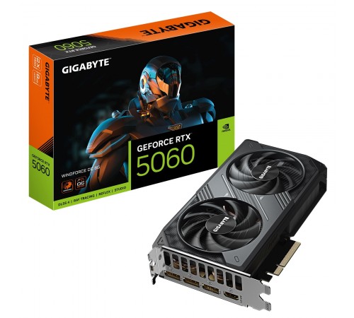 Відеокарта GF RTX 5060 8GB GDDR7 Windforce OC Gigabyte (GV-N5060WF2OC-8GD)