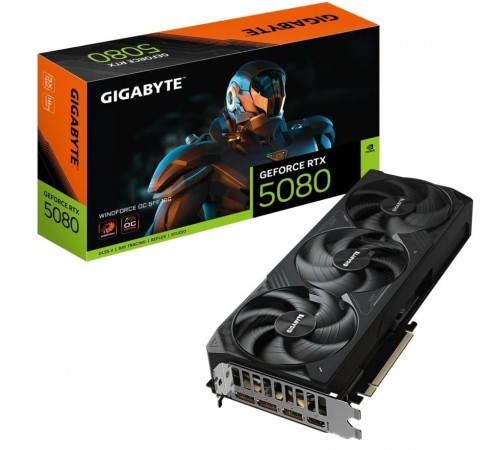 Відеокарта GF RTX 5080 16GB GDDR7 Windforce OC Gigabyte (GV-N5080WF3OC-16GD)