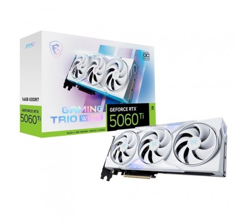 Відеокарта GF RTX 5060 Ti 16GB GDDR7 Gaming Trio OC White MSI (GeForce RTX 5060 Ti 16G GAMING TRIO OC WHITE) Відеокарта GF RTX 5060 Ti 16GB GDDR7 Gaming Trio OC White MSI (GeForce RTX 5060 Ti 16G GAMING TRIO OC WHITE)