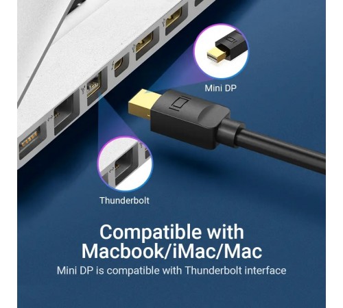 Кабель Vention MiniDisplayPort - DisplayPort V 1.2 (M/M), 3 м, чорний (HAABI)
