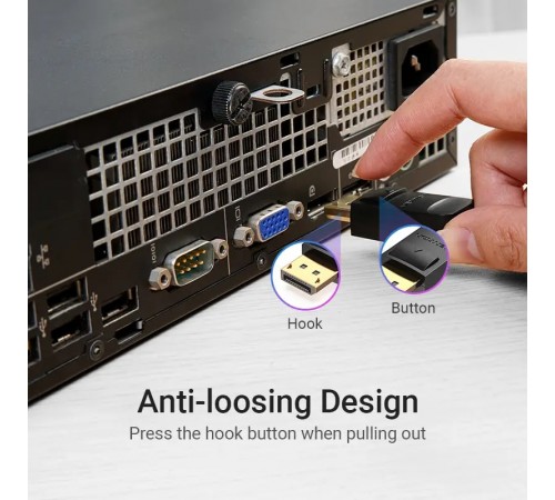 Кабель Vention MiniDisplayPort - DisplayPort V 1.2 (M/M), 3 м, чорний (HAABI)
