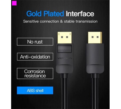 Кабель Vention DisplayPort - DisplayPort (M/M), 1 м, чорний (HACBF)