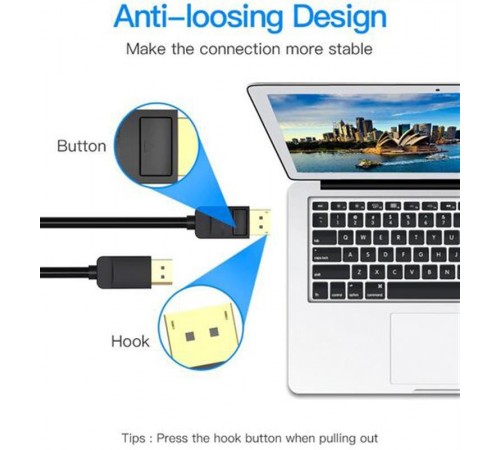 Кабель Vention DisplayPort - DisplayPort V1.2 (M/M), 3 м, Black (HACBI)