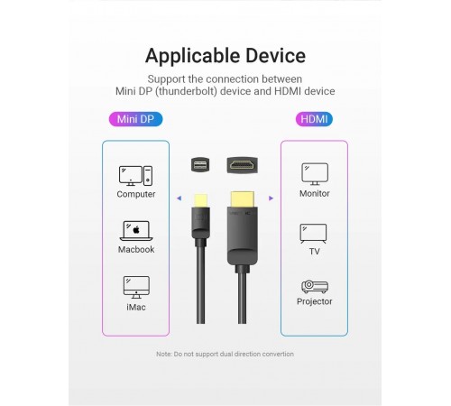 Кабель Vention MiniDisplayPort - HDMI V 1.4 (M/M), 3 м, чорний (HAHBI)