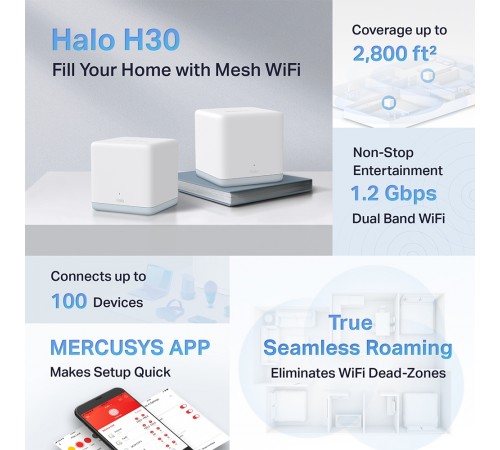 WiFi Mesh-система Mercusys Halo H30 (2-pack) WiFi Mesh-система Mercusys Halo H30 (2-pack)
