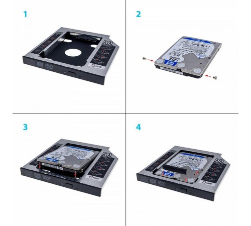 Адаптер Grand-X HDD 2.5" у відсік приводу ноутбука SATA/SATA3 (HDC-25C)