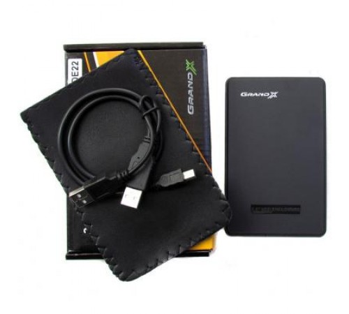 Зовнішня кишеня Grand-X для підключення SATA HDD 2.5", USB 2.0, пластик (HDE22)