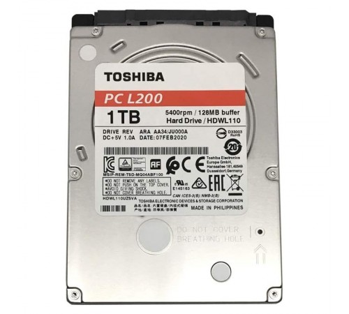 Накопичувач HDD 2.5" SATA 1.0TB Toshiba L200 5400rpm 128MB (HDWL110EZSTA)