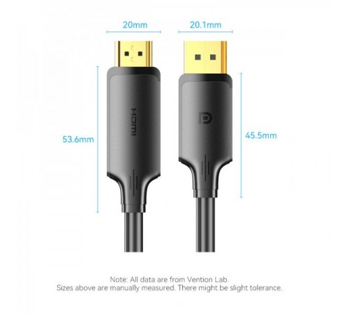 Кабель Vention DisplayPort - HDMI (M/M), 5 м, Black (HFOBJ)