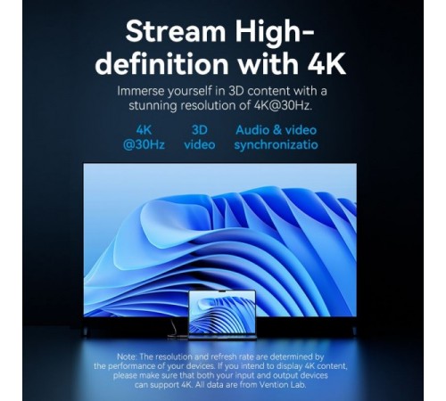Кабель Vention DisplayPort - HDMI (M/M), 5 м, Black (HFOBJ)