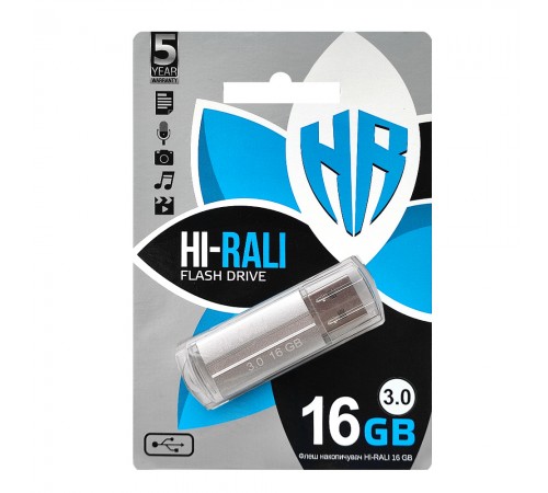 Флеш-накопичувач USB3.0 16GB Hi-Rali Corsair Series Silver (HI-16GB3CORSL)