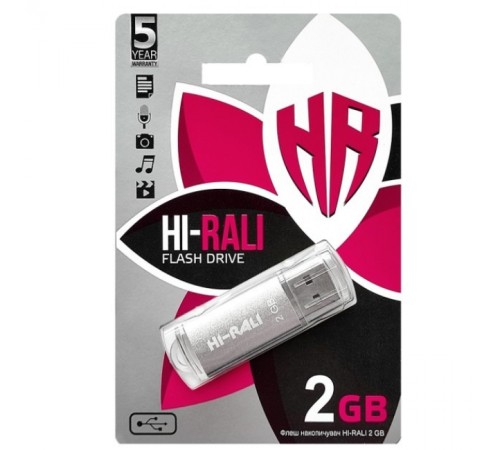Флеш-накопичувач USB 2GB Hi-Rali Rocket Series Silver (HI-2GBRKTSL)