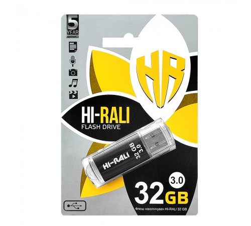 Флеш-накопичувач USB3.0 32GB Hi-Rali Rocket Series Black (HI-32GB3VCBK)