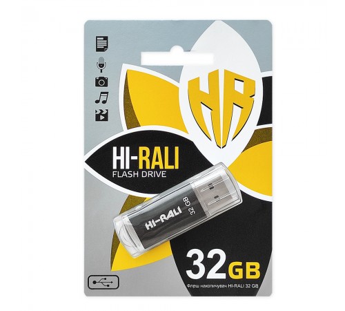 Флеш-накопичувач USB 32GB Hi-Rali Rocket Series Black (HI-32GBVCBK)