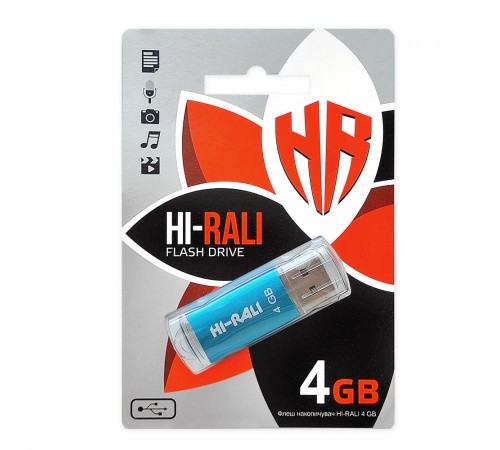 Флеш-накопичувач USB 4GB Hi-Rali Rocket Series Blue (HI-4GBVCBL)