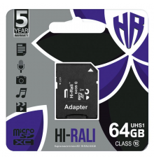 Карта пам`ятi MicroSDXC 64GB Class 10 Hi-Rali + SD-adapter (HI-64GBSDCL10-01)