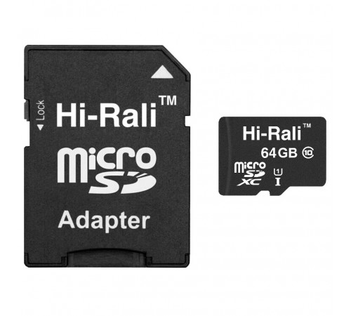 Карта пам`ятi MicroSDXC 64GB Class 10 Hi-Rali + SD-adapter (HI-64GBSDCL10-01)