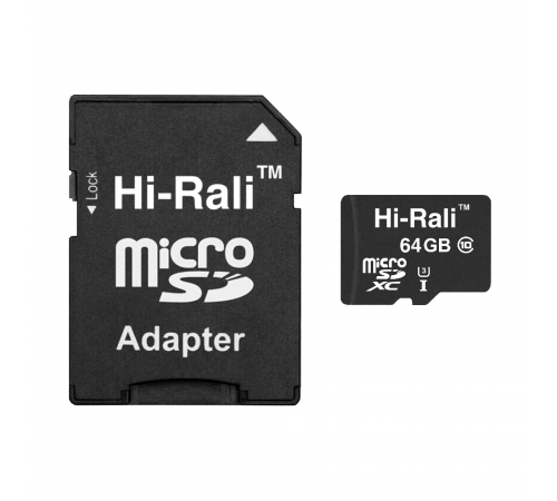 Карта пам`ятi MicroSDXC 64GB UHS-I/U3 Class 10 Hi-Rali + SD-adapter (HI-64GBSDU3CL10-01)
