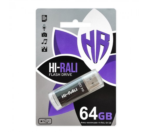 Флеш-накопичувач USB 64GB Hi-Rali Rocket Series Black (HI-64GBVCBK)