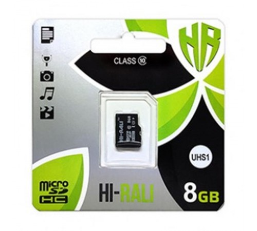 Карта пам`ятi MicroSDHC 8GB UHS-I Class 10 Hi-Rali (HI-8GBSD10U1-00)