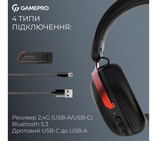 Гарнітура GamePro Asgard Freya Pro Black-Red (HSW201BR)