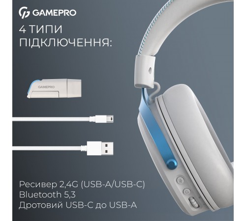Гарнітура GamePro Asgard Freya Pro White-Blue (HSW201WB)