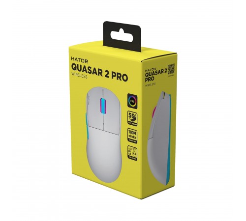 Миша бездротова Hator Quasar 2 Pro Wireless White/Cyan (HTM561WC)
