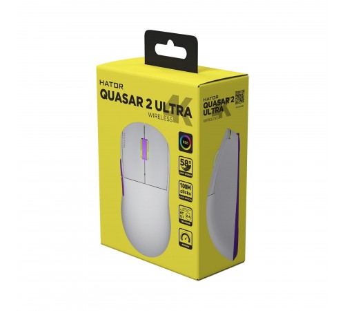 Миша бездротова Hator Quasar 2 Ultra 4K Wireless White/Lilac (HTM571WL)
