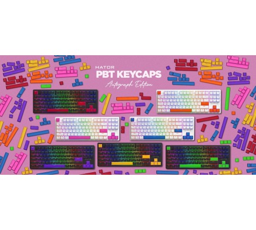Набір кейкапів Hator PBT Keycaps Autograph Edition Knockout Pink (HTS-711)