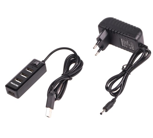 USB-хаб Maxxter 4 ports (HU2A-4P-AC-03)