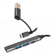 Концентратор USB Type-C/USB Maxxter 1xUSB-A 3.0, 2xUSB-A 2.0, 1xUSB-C Gray (HU3C-4P1CN-01)