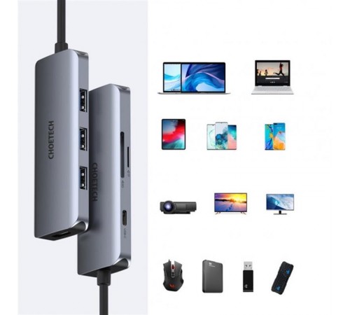 Концентратор Choetech HUB-M19 7 in 1 USB-C to HDMI Multiport Adapter Концентратор Choetech HUB-M19 7 in 1 USB-C to HDMI Multiport Adapter