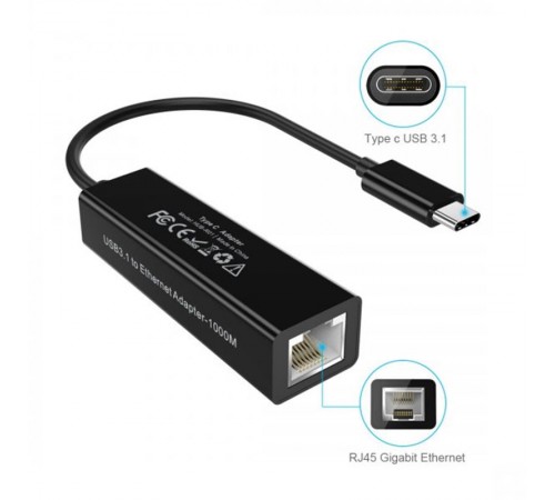 Мережевий адаптер Choetech HUB-R01 USB-C to RJ45 1Gbps Мережевий адаптер Choetech HUB-R01 USB-C to RJ45 1Gbps