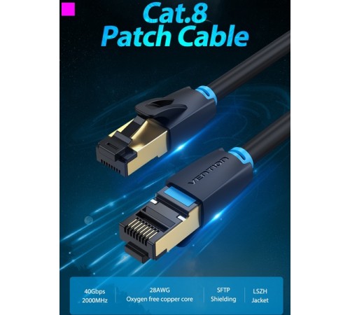 Патч-корд Vention CAT 8 SFTP Ethernet, 1 m, Black (IKABF) Патч-корд Vention CAT 8 SFTP Ethernet, 1 m, Black (IKABF)