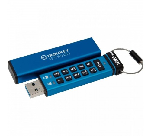 Флеш-накопичувач USB3.2 128GB Kingston IronKey Keypad 200 Type-A Blue (IKKP200/128GB)
