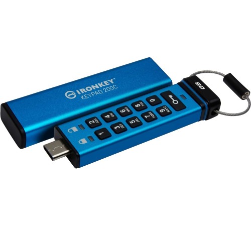 Флеш-накопичувач USB3.2 128GB Kingston IronKey Keypad 200 Type-C Blue (IKKP200C/128GB)