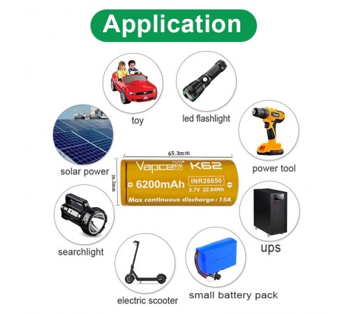 Акумулятор Vapcell 26650 6200mAh 1шт Акумулятор Vapcell 26650 6200mAh 1шт