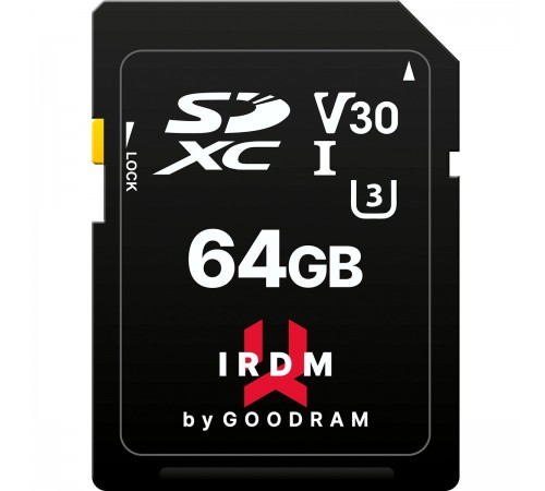 Карта пам`ятi SDXC 64GB UHS-I/U3 Class 10 Goodram IRDM S3A0 R100/W40MB/s (IR-S3A0-0640R12)
