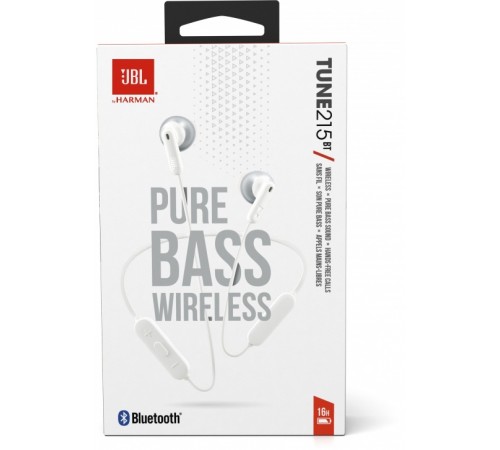 Bluetooth-гарнітура JBL Tune T215BT White (JBLT215BTWHT)