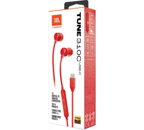 Гарнітура JBL Tune 310C Red (JBLT310CRED)