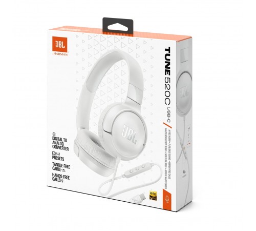 Гарнiтура JBL Tune 520C White (JBLT520CWHT)