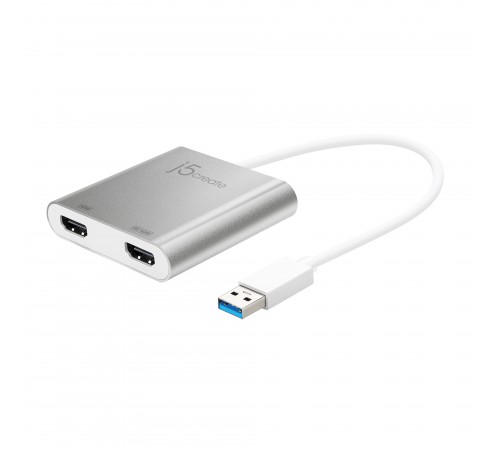 Адаптер J5create USB-A - 2 HDMI (M/F), Silver (JUA365-N)