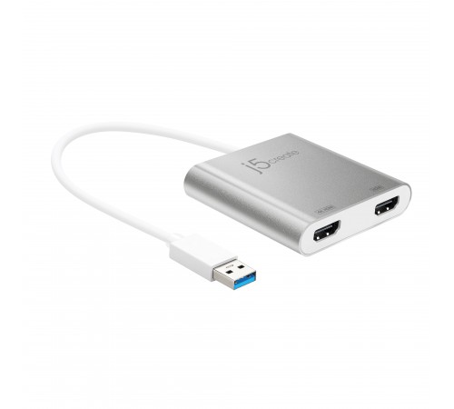 Адаптер J5create USB-A - 2 HDMI (M/F), Silver (JUA365-N)
