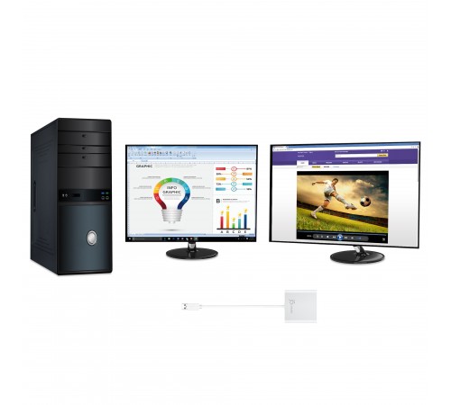 Адаптер J5create USB-A - 2 HDMI (M/F), Silver (JUA365-N)
