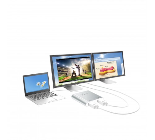 Адаптер J5create USB-A - 2 HDMI (M/F), Silver (JUA365-N)