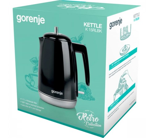 Електрочайник Gorenje K15RLBK