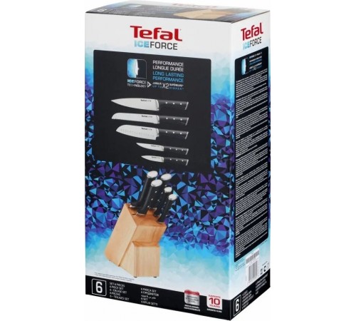 Набір ножів Tefal Ice Force у дерев`яній колоді 5 предметів (K232S574)